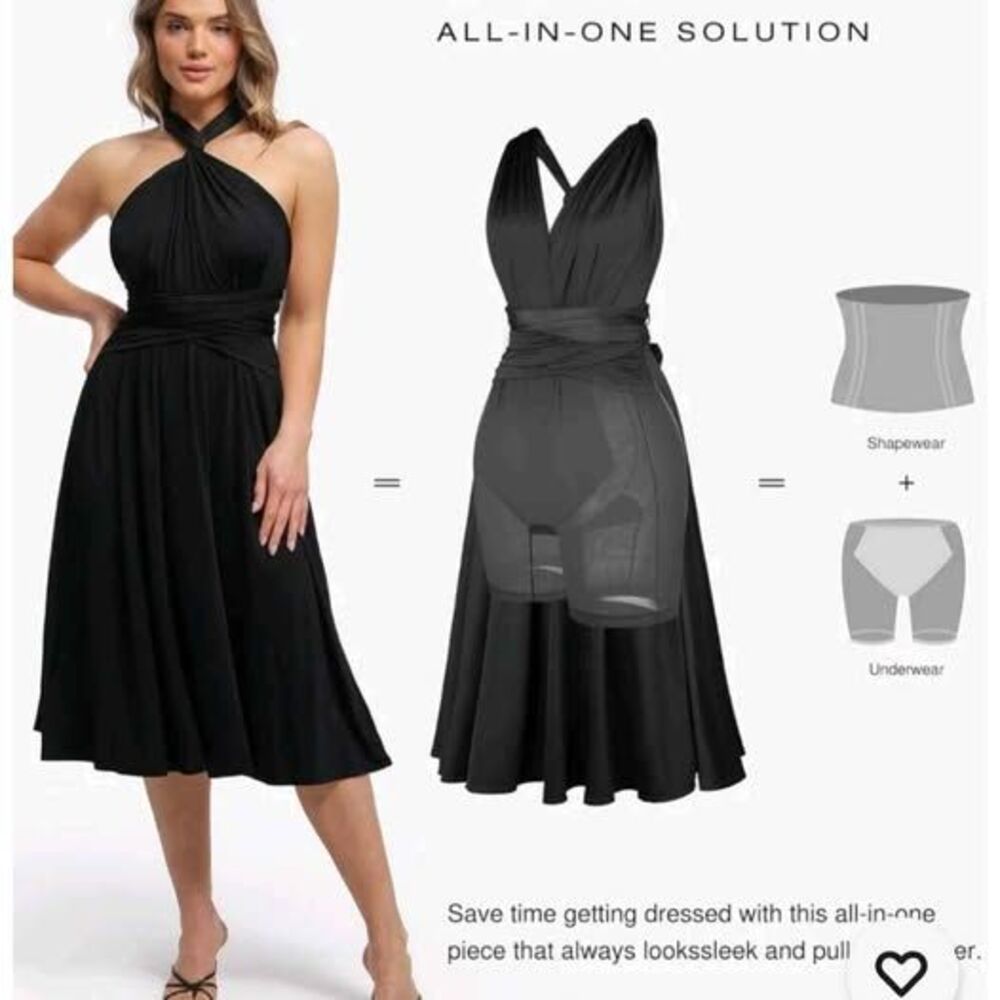 Popilush Shapewear Infinity Convertible Dress Bridesmaid - BLACK LRG NWT - Picture 4 of 6